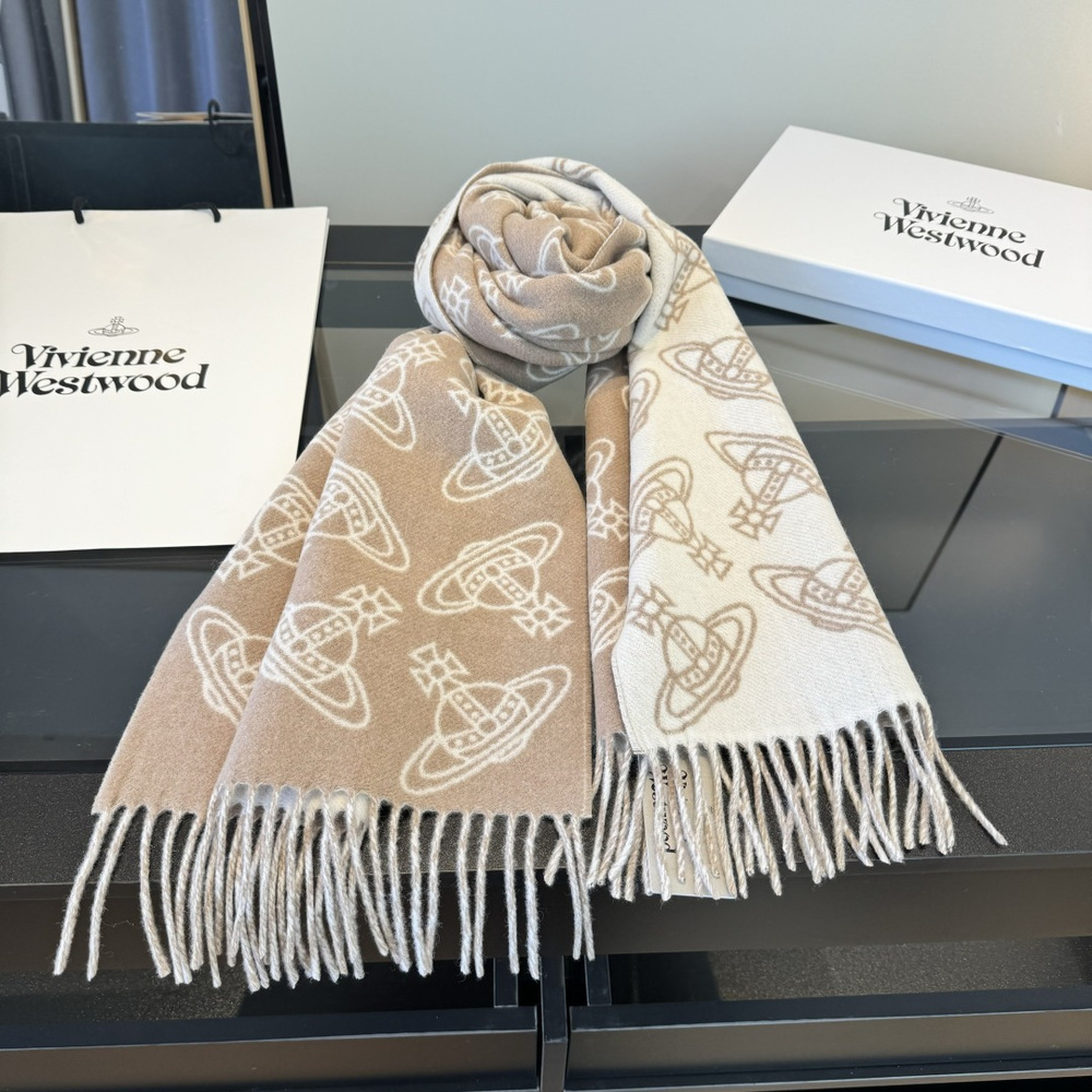 Vivienne Westwood khaki-colored logo-patterned scarf